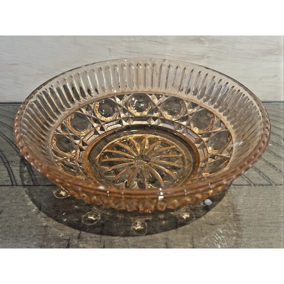 Vintage Indiana Glass Windsor Pink Berry Bowl Button and Cane Glass Dish Depress - Picture 1 of 5